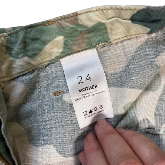 Mother women's pants 24 US 0 green camo print straight leg raw hem jeans - Picture 8 of 11